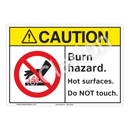 Caution Burn Hazard Sign (F1175-)|Weatherable Polyester 18" X 12" Self Adhesive Back|ANSI Signs|Sign for Warehouses, Manufacturing, Factories, Construction Area, Workplace, Laboratory